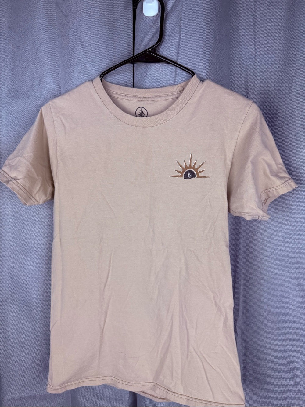 Volcom Sun Graphic T-Shirt Small Tan Beige Skate Surf Tee